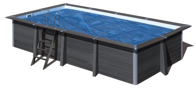 Gre Composite Pool  606 x 326 x 124 cm rechteck LED + Zubehör Heater Set, WPC Po