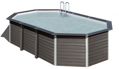 Gre Composite Pool 664  x 386 x 150 cm oval  Avantgarde WPC Pool extra hoch