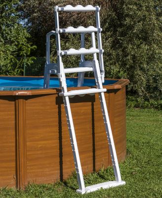 Gre HDPE Poolleiter 4 Stufen mit Plattform für Stahlwandbecken mit 120-132 cm